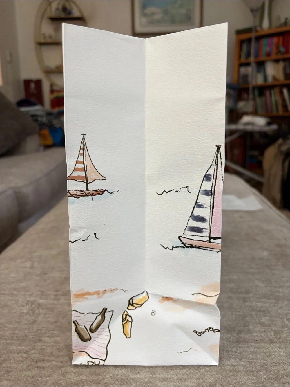 Anthropologie Nautical Sailboat design by Oana Befort. Paper shopping bag.